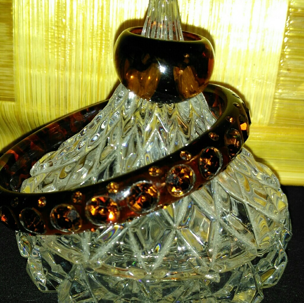 SOLD .Root beer lucite rhinestone bangle & ring